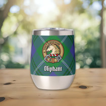 Clan Oliphant Crest over Tartan Thermal Wine Tumbler