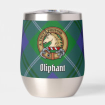 Clan Oliphant Crest over Tartan Thermal Wine Tumbler
