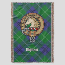Clan Oliphant Crest over Tartan Throw Blanket