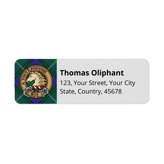 Clan Oliphant Tartan Label (Front)