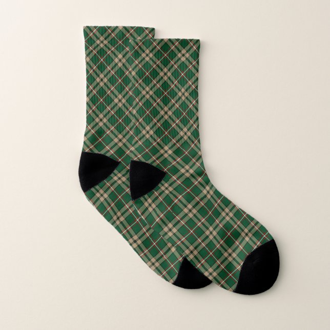 Clan O'Neill Tartan Green Irish Plaid Socks (Pair)