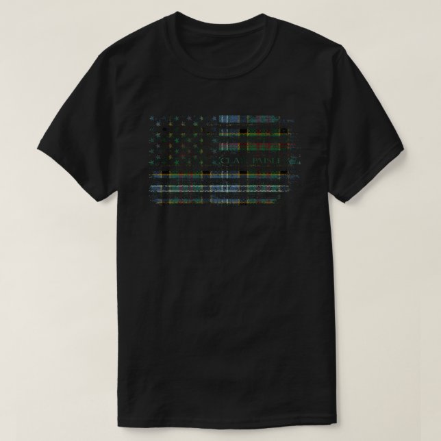 Clan Paisley Drennan Scottish tartan US flag kilt  T-Shirt (Design Front)