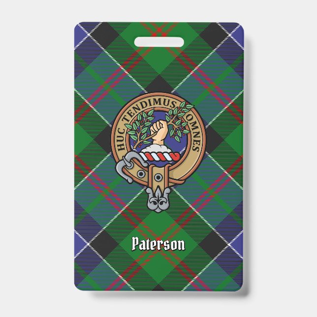 Clan Paterson Crest over Tartan Badge (Front)