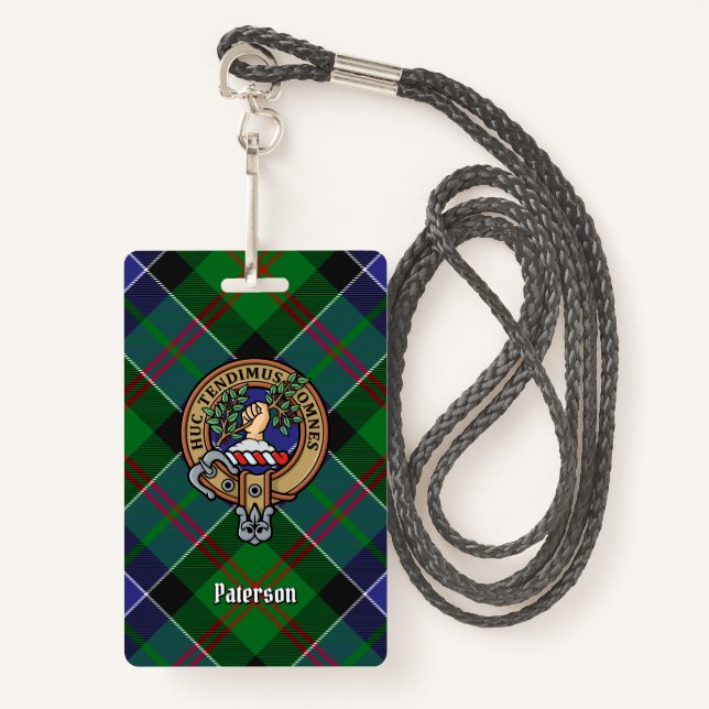 Clan Paterson Crest over Tartan Badge (Front with Lanyard)
