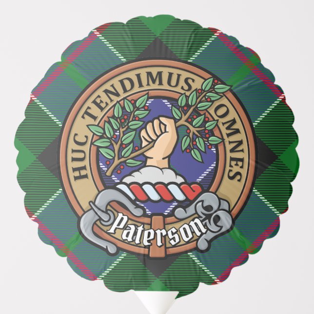 Clan Paterson Crest over Tartan Balloon (Front)