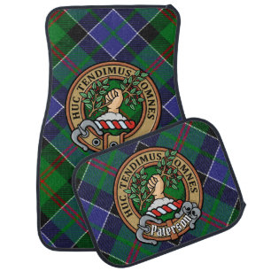Clan Paterson Crest over Tartan Car Floor Mat