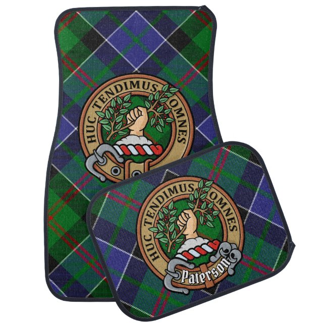 Clan Paterson Crest over Tartan Car Floor Mat (Set)