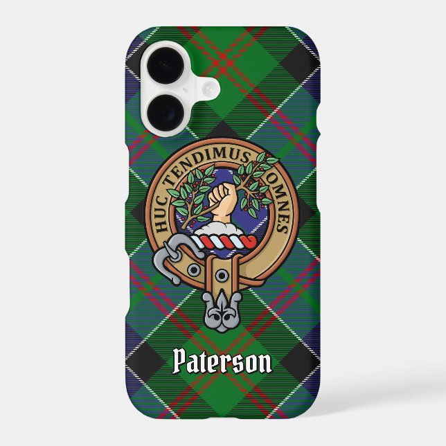 Clan Paterson Crest over Tartan Case-Mate iPhone Case (Back)