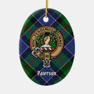Clan Paterson Crest over Tartan Ceramic Ornament