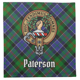 Clan Paterson Crest over Tartan Cloth Napkin
