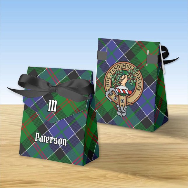 Clan Paterson Crest over Tartan Favor Boxes (Creator Uploaded)