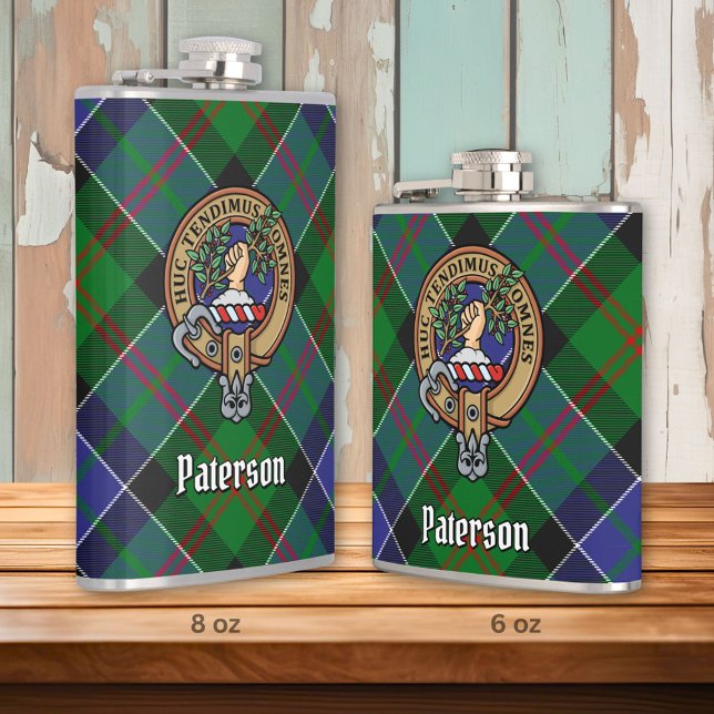 Clan Paterson Crest over Tartan Flask (Creator Uploaded)
