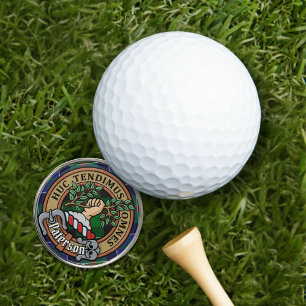 Clan Paterson Crest over Tartan Golf Ball Marker