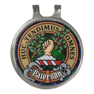 Clan Paterson Crest over Tartan Golf Hat Clip