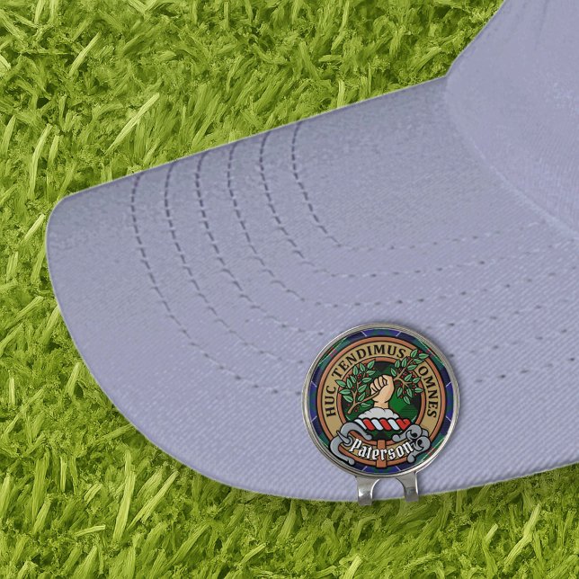 Clan Paterson Crest over Tartan Golf Hat Clip (Creator Uploaded)