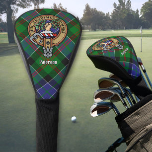 Clan Paterson Crest over Tartan Golf Head Cover