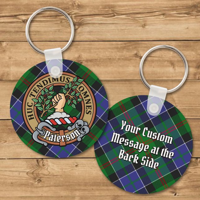 Clan Paterson Crest over Tartan Keychain (Creator Uploaded)