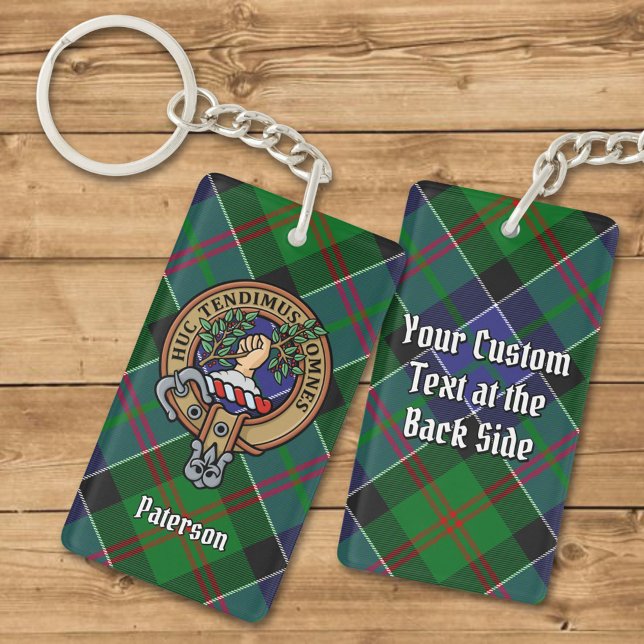 Clan Paterson Crest over Tartan Keychain (Creator Uploaded)