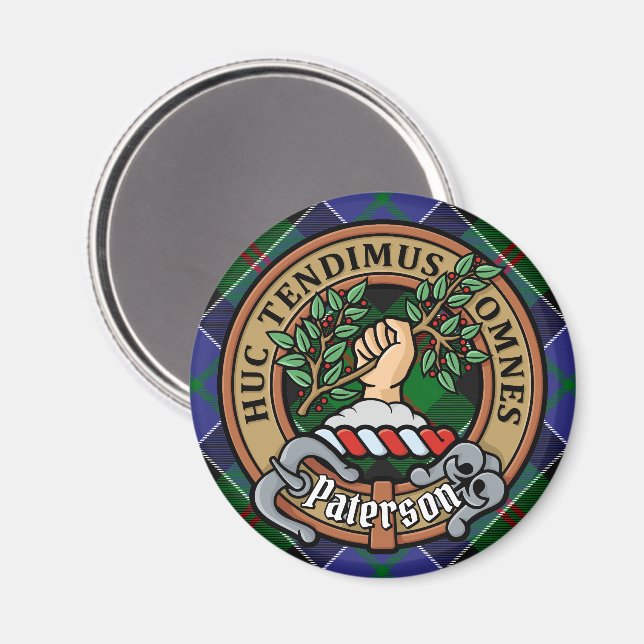 Clan Paterson Crest over Tartan Magnet (Front/Back)