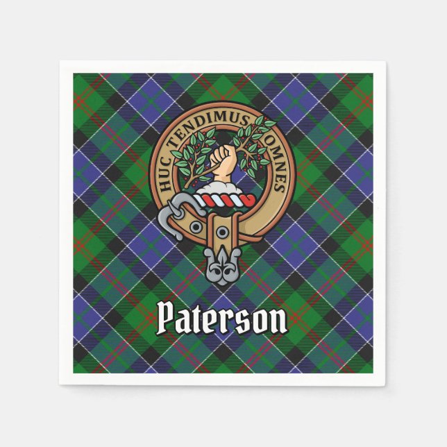 Clan Paterson Crest over Tartan Napkins (Front)