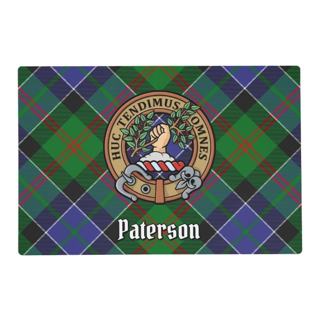 Clan Paterson Crest over Tartan Placemat (Front)