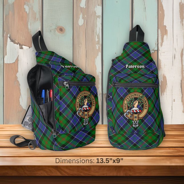 Clan Paterson Crest over Tartan Sling Bag (Creator Uploaded)