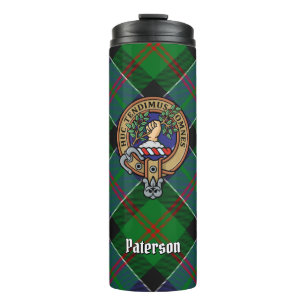 Clan Paterson Crest over Tartan Thermal Tumbler