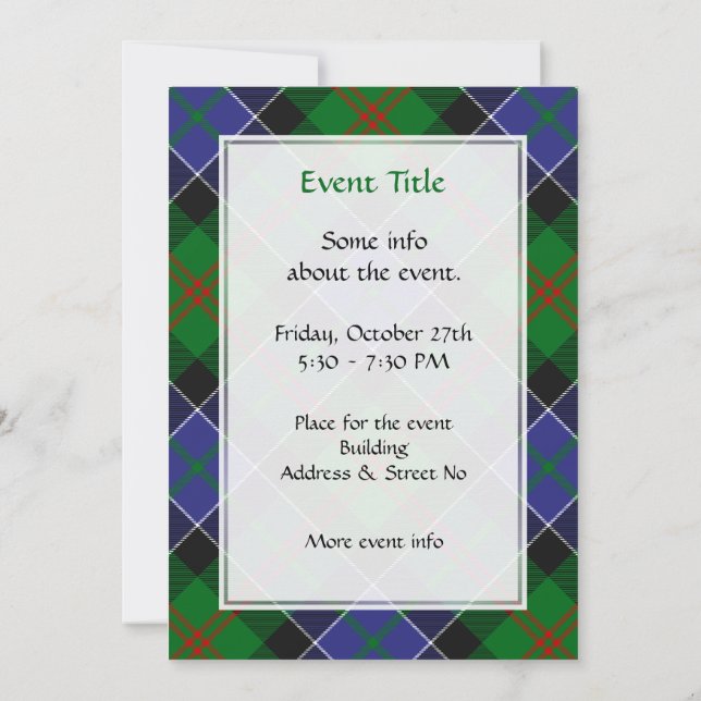 Clan Paterson Tartan Invitation (Back)