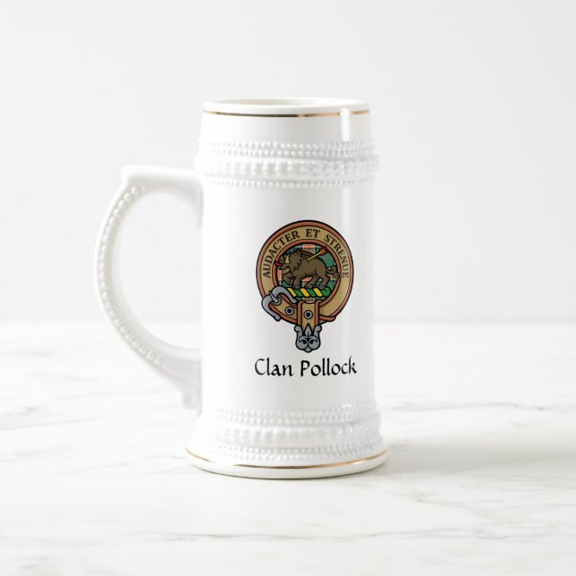 Clan Pollock Crest Beer Stein (Left)