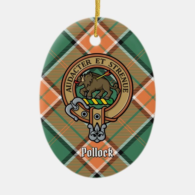 Clan Pollock Crest Ceramic Ornament (Front)