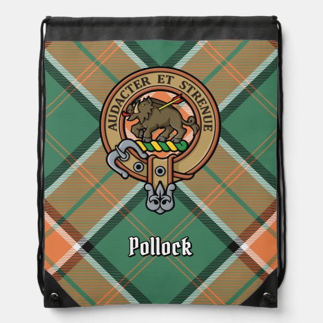 Clan Pollock Crest Drawstring Bag (Front)