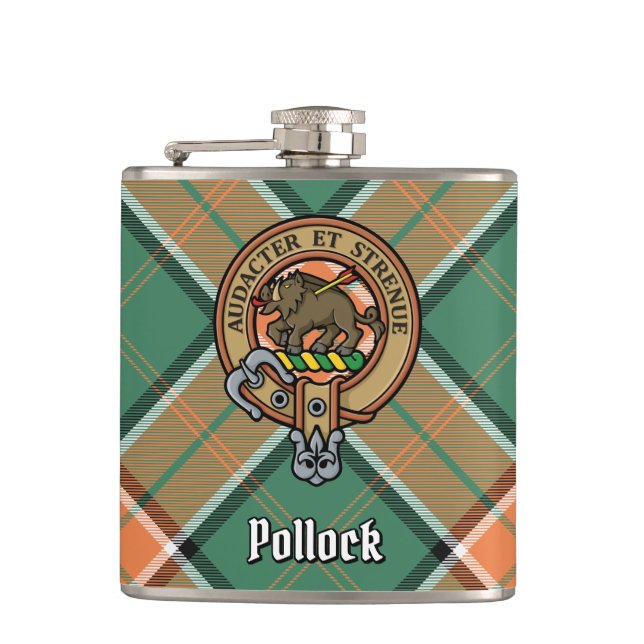 Clan Pollock Crest Flask (Front)