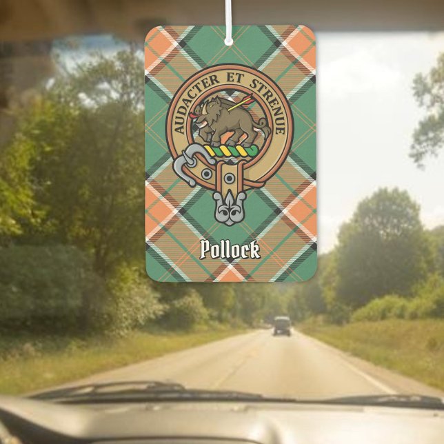 Clan Pollock Crest over Tartan Air Freshener (Creator Uploaded)
