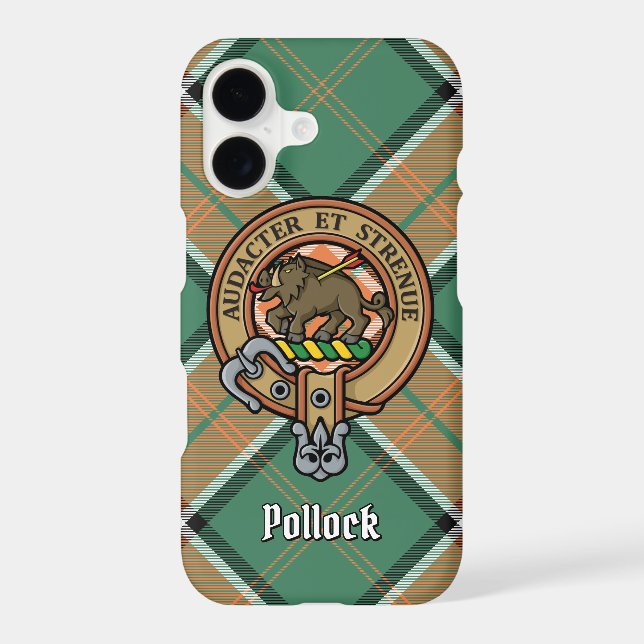 Clan Pollock Crest over Tartan Case-Mate iPhone Case (Back)
