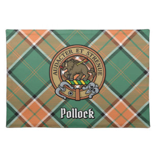 Clan Pollock Crest over Tartan Cloth Placemat