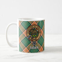 Clan Pollock Crest over Tartan Coffee Mug