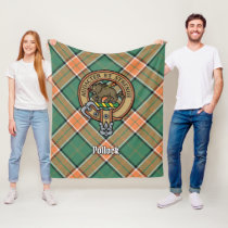 Clan Pollock Crest over Tartan Fleece Blanket