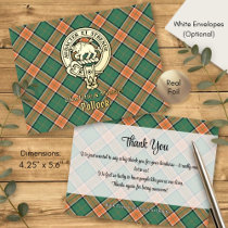 Clan Pollock Crest over Tartan Foil Invitation Postcard