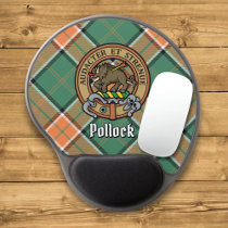 Clan Pollock Crest over Tartan Gel Mouse Pad