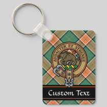 Clan Pollock Crest over Tartan Keychain