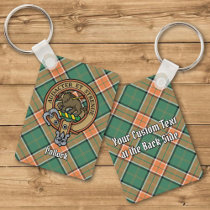 Clan Pollock Crest over Tartan Keychain