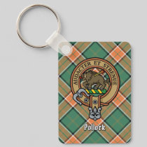 Clan Pollock Crest over Tartan Keychain