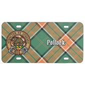Clan Pollock Crest over Tartan License Plate (Front)