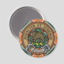Clan Pollock Crest over Tartan Magnet