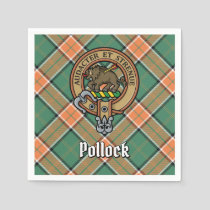 Clan Pollock Crest over Tartan Napkins