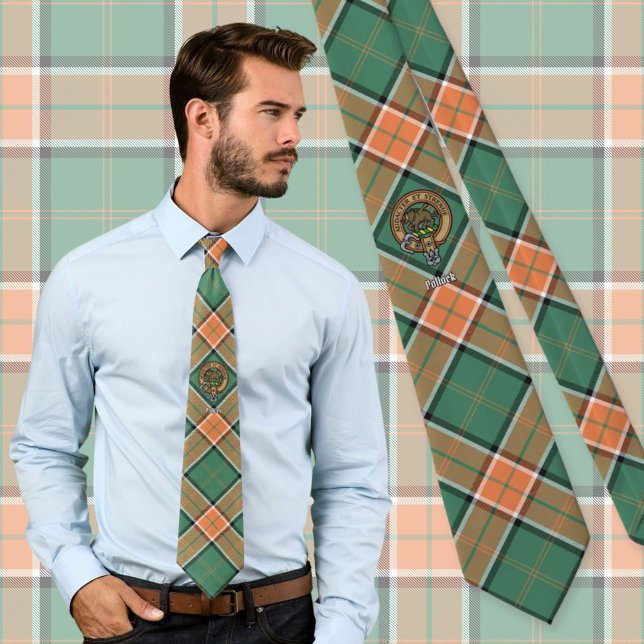 Clan Pollock Crest over Tartan Neck Tie (Creator Uploaded)