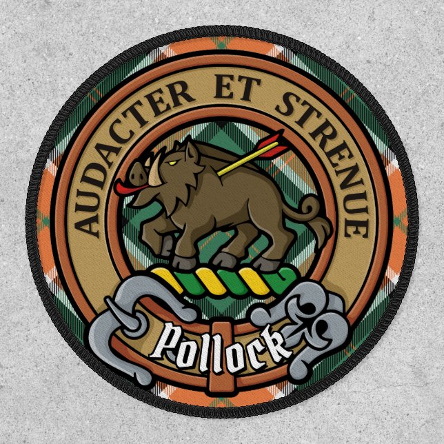 Clan Pollock Crest over Tartan Patch (Front)