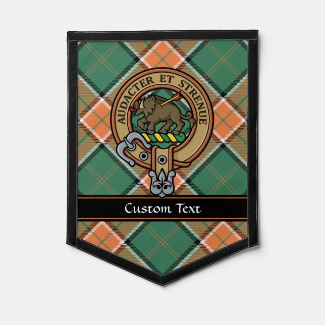 Clan Pollock Crest over Tartan Pennant (Front)