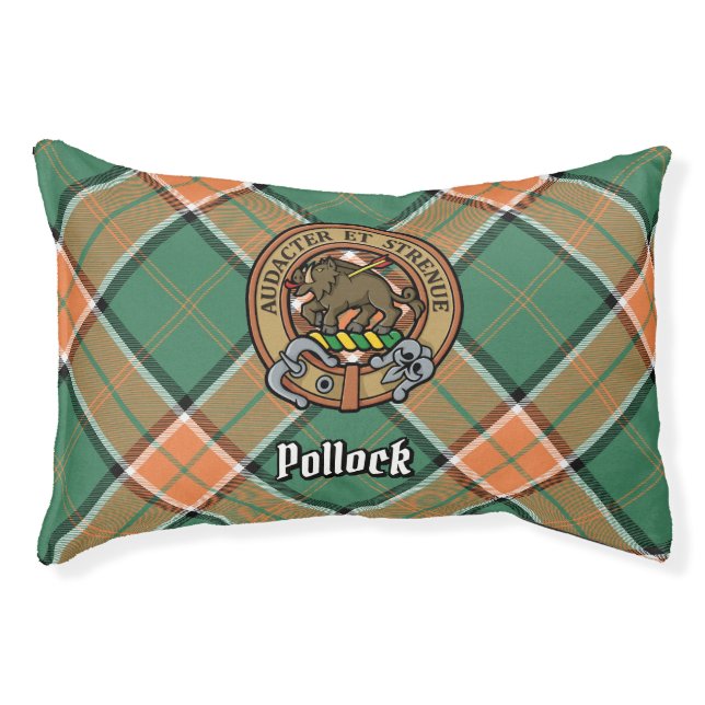 Clan Pollock Crest over Tartan Pet Bed (Front)