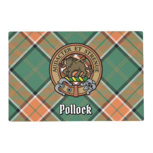 Clan Pollock Crest over Tartan Placemat